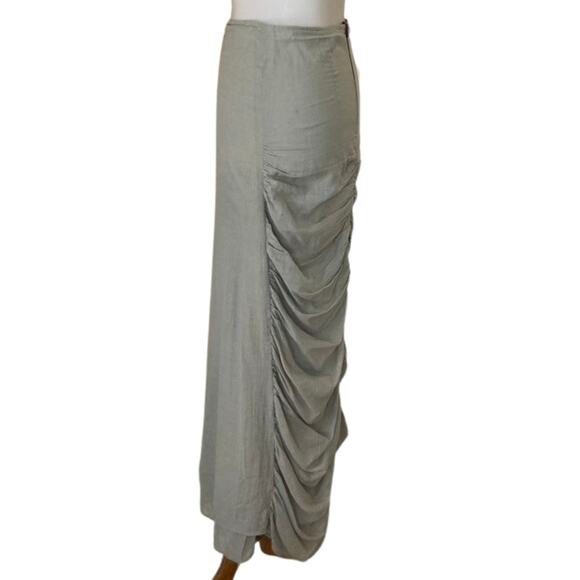 Vintage Y2K rbyme Gray Ruched Back Maxi Skirt – Double Layer Cotton XS - Picture 1 of 6